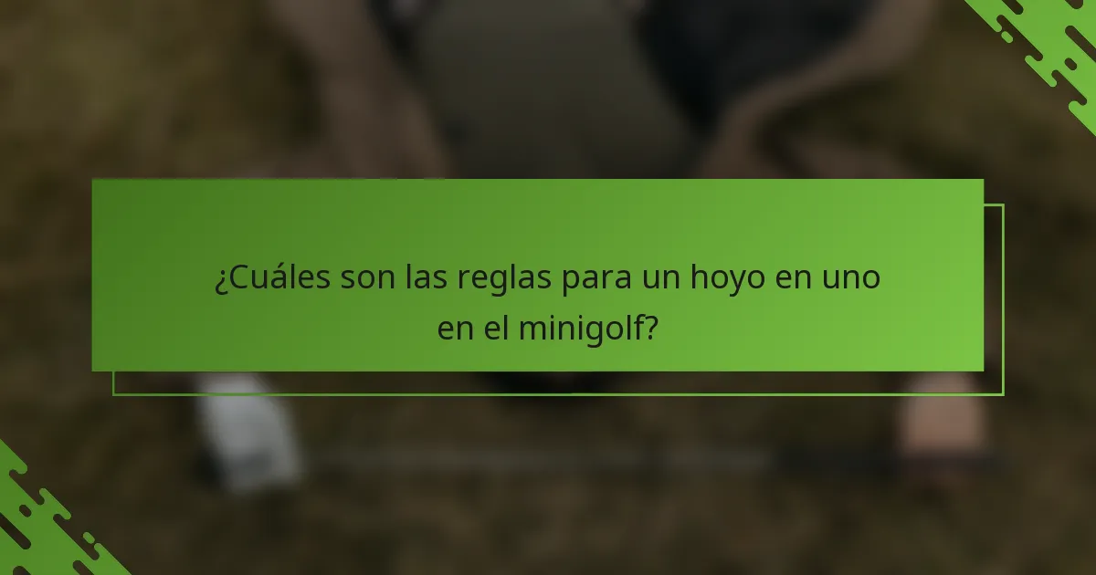 ¿Cuáles son las reglas para un hoyo en uno en el minigolf?