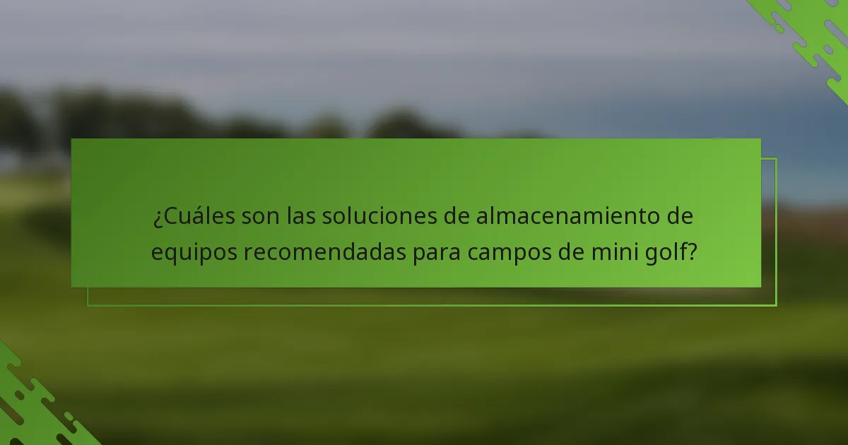 ¿Cuáles son las soluciones de almacenamiento de equipos recomendadas para campos de mini golf?