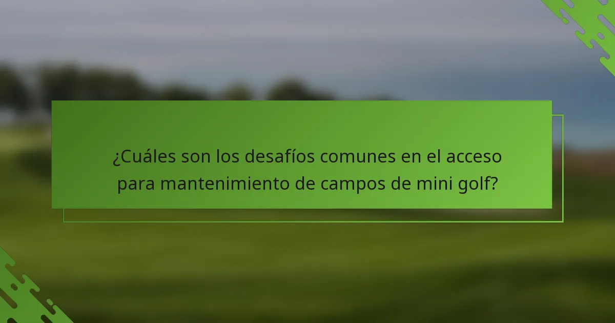 ¿Cuáles son los desafíos comunes en el acceso para mantenimiento de campos de mini golf?